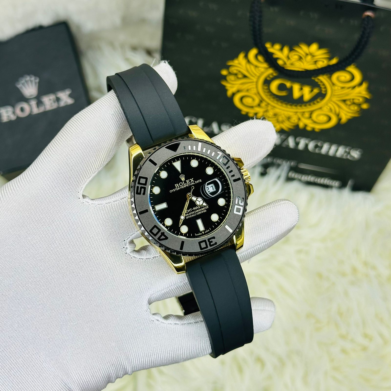 Premium Quality RLX Yach Sub Gold Black Belt Watches
